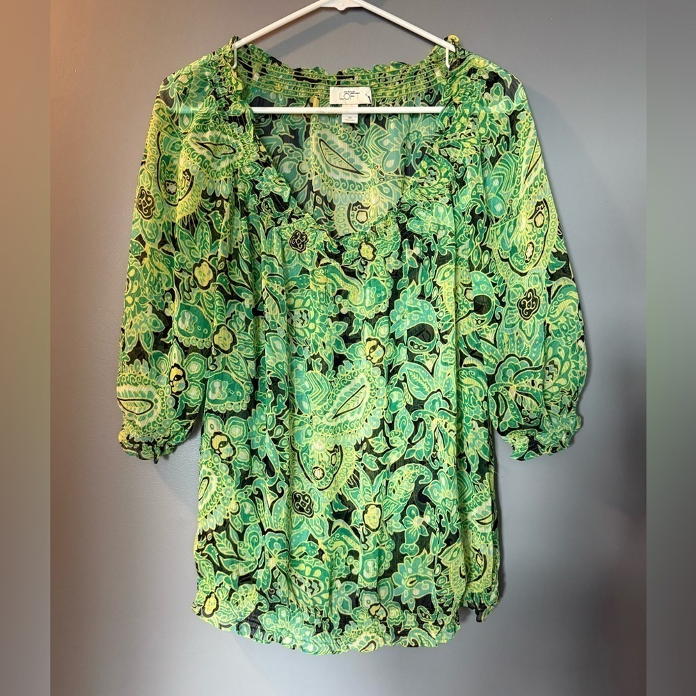 Loft Off Shoulders Paisley Printed Blouse Womens Sz M